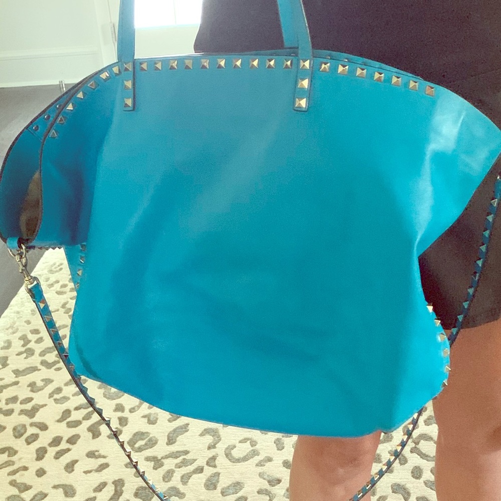Valentino Turquoise Rockstud Tote